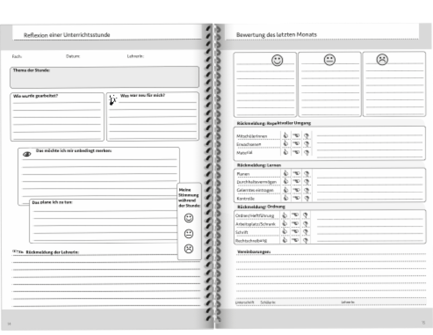Doppelseite Lerntagebuch