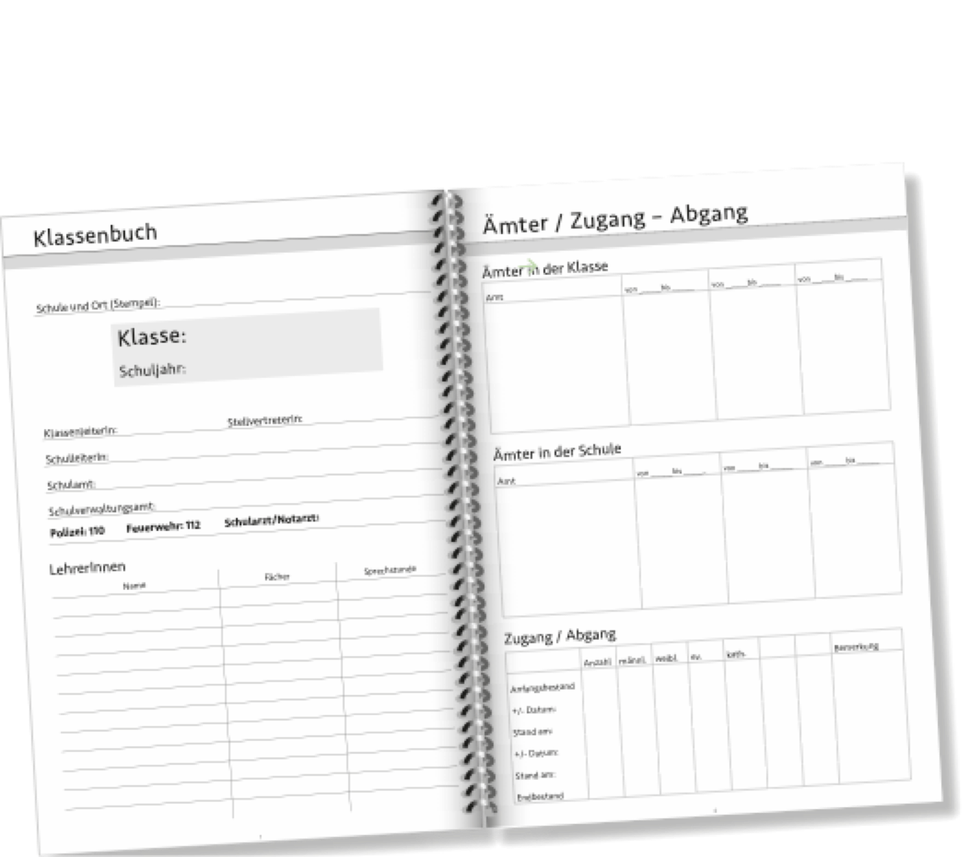 Doppelseite Klassenbuch