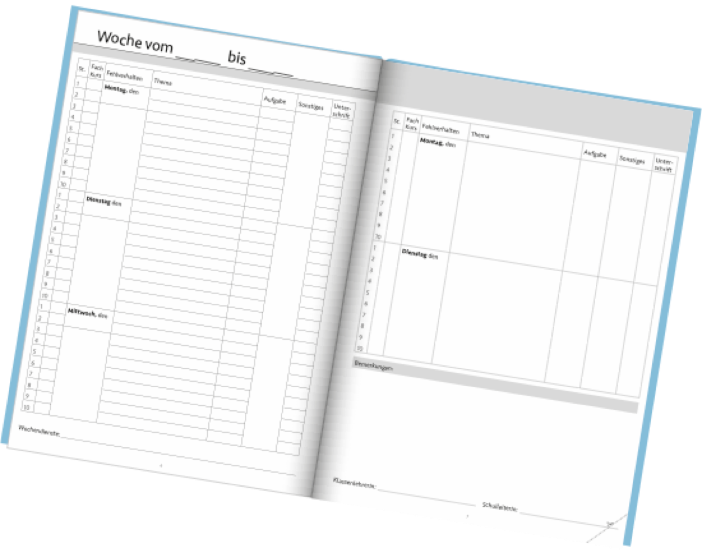 Doppelseite Klassenbuch