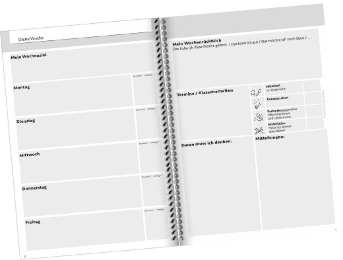 Doppelseite Lerntagebuch