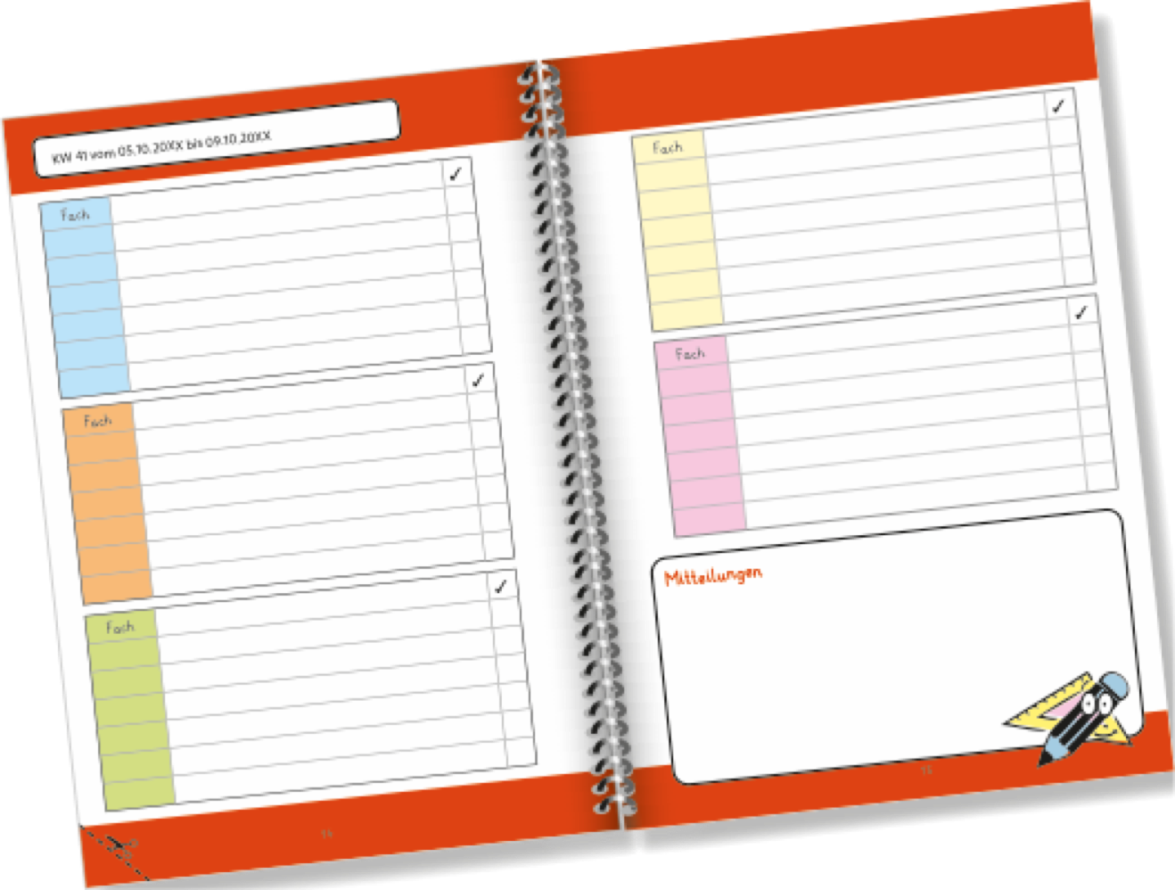 Abbildung Doppelseite individuelles Grundschulheft