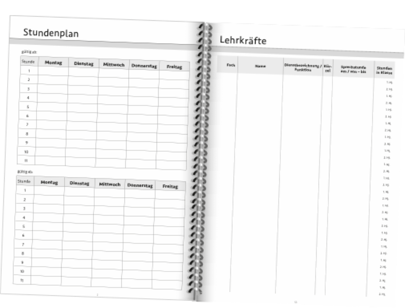 Doppelseite Klassenbuch