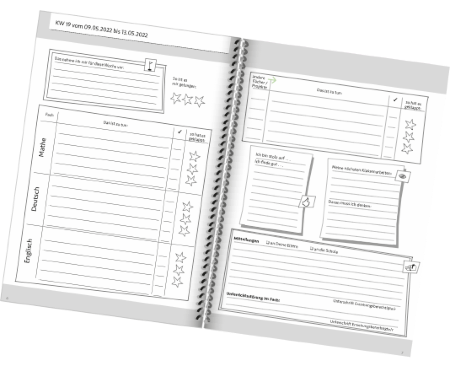Doppelseite Lerntagebuch