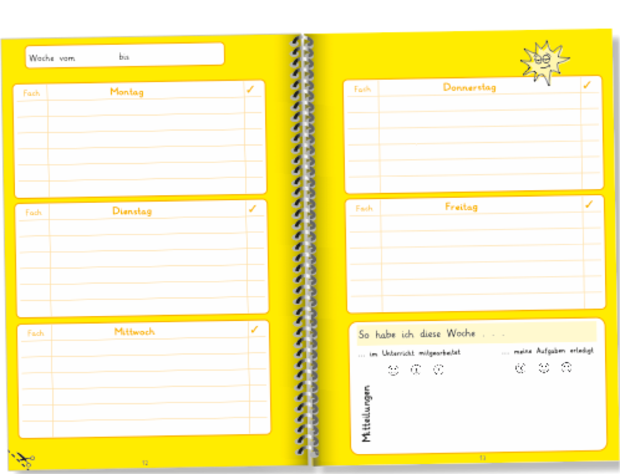 Abbildung Doppelseite individuelles Grundschulheft