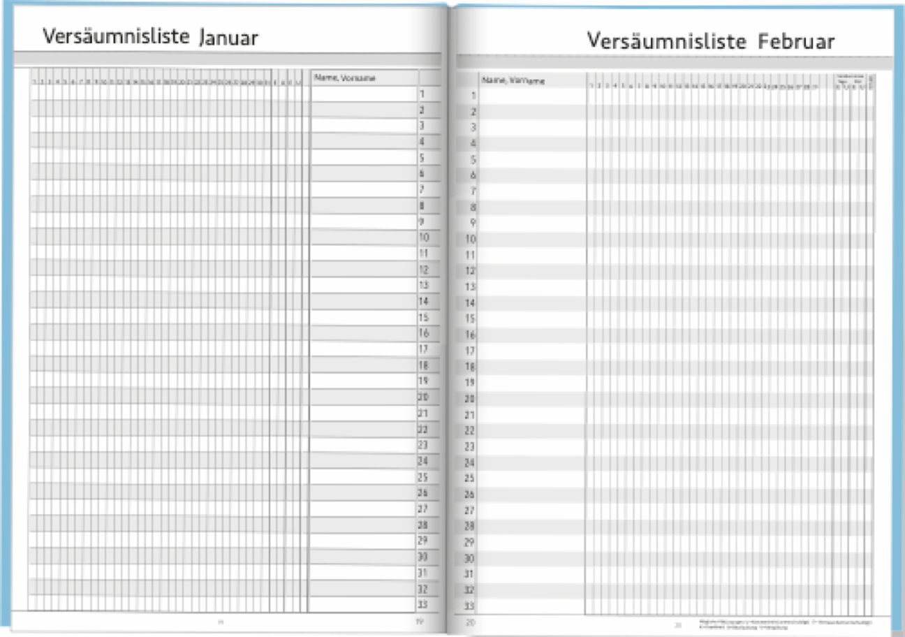 Doppelseite Klassenbuch